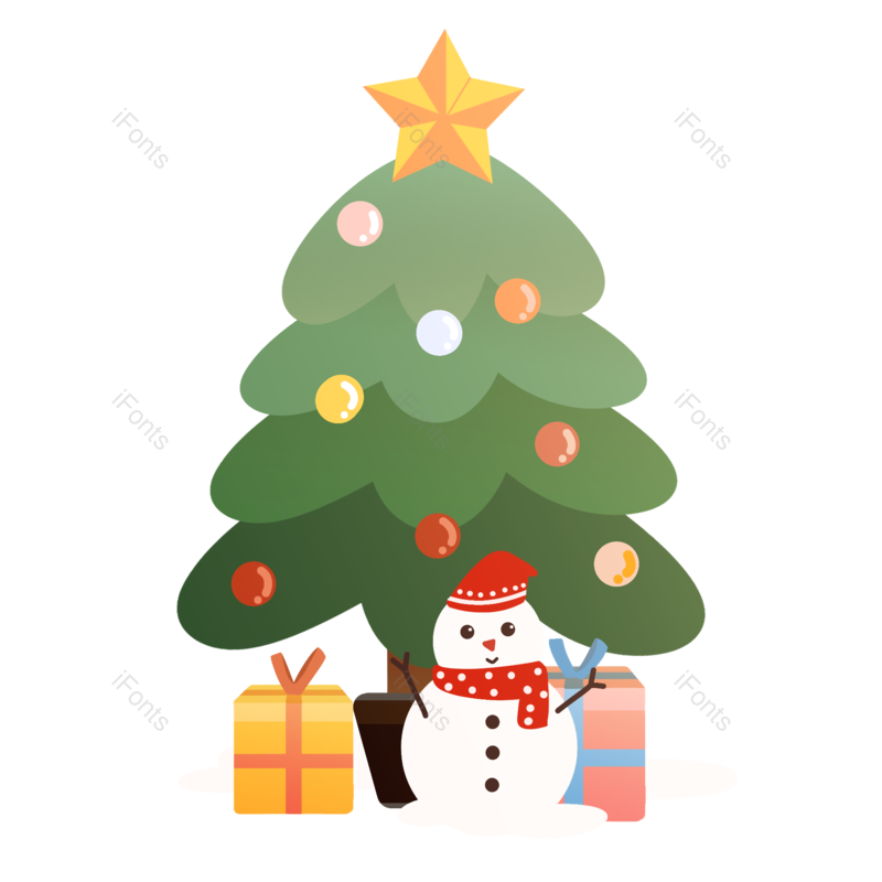 礼物图片,雪人元素,圣诞节PNG,圣诞树免抠素材